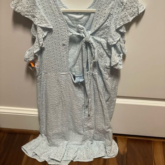 SHEIN Baby Blue Eyelet Summer Dress - Picture 3 of 3
